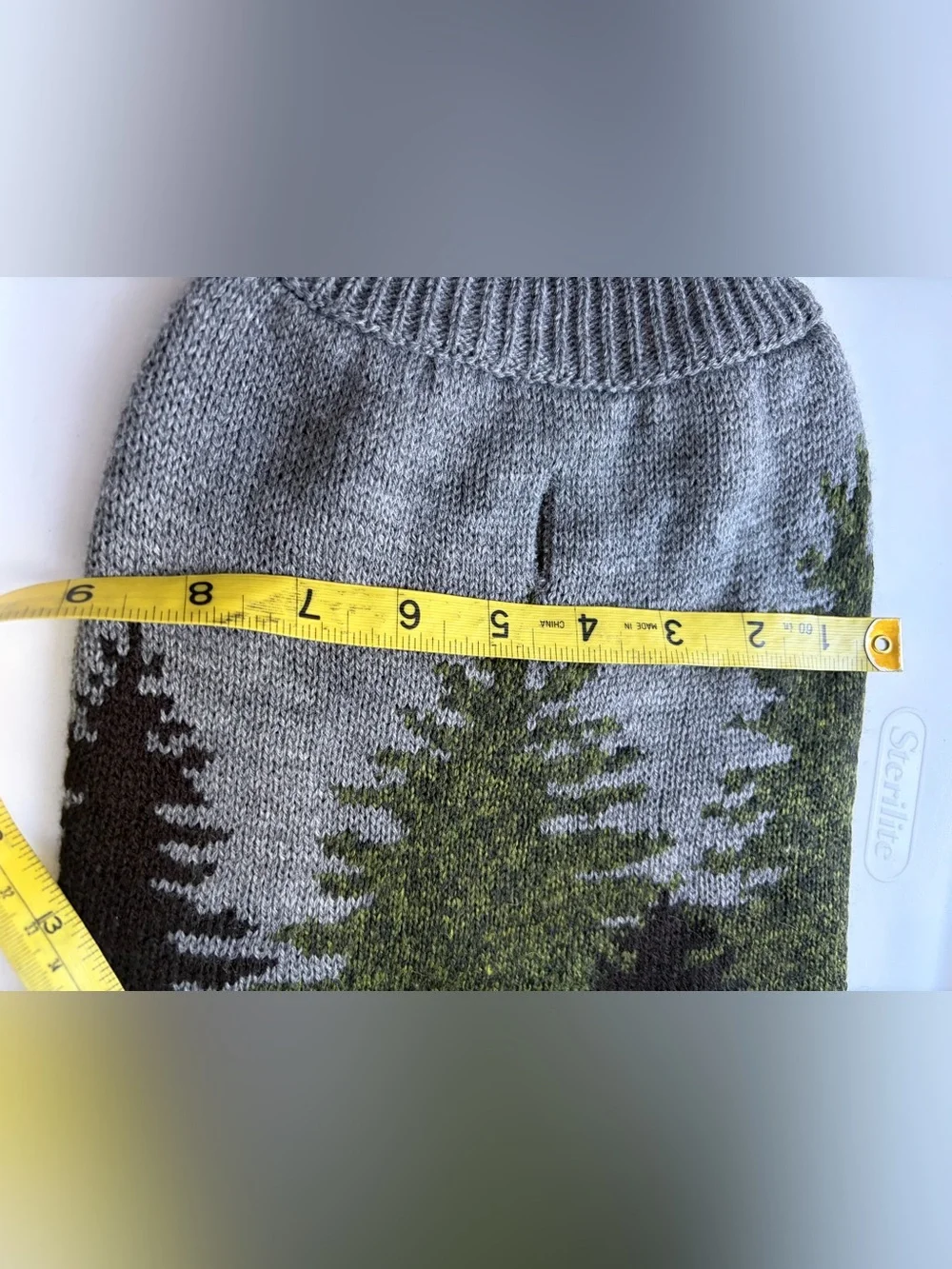 Eddie Bauer small dog Gray Forest-Print Knit Sweater